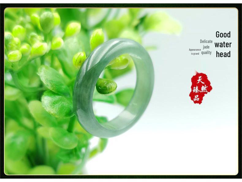 Icy Green Floating Flower Jade Ring for Men and Women - Thumb or Pinky Band