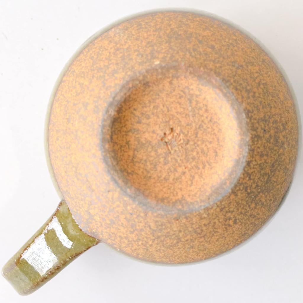 Bankoyaki Aigama "Esta" Rolling Mug, ca.. 210ml, Roter Ton Bidro (Rauchgrün), Mikrowellen- und Spülmaschinenfest, Hergestellt in Japan, Modell AGM-200016