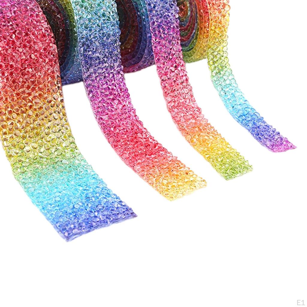 4 Roll Ribbons Bling Trimming Embellishment Glitter Scrapbooking DIY Sticker Decoration