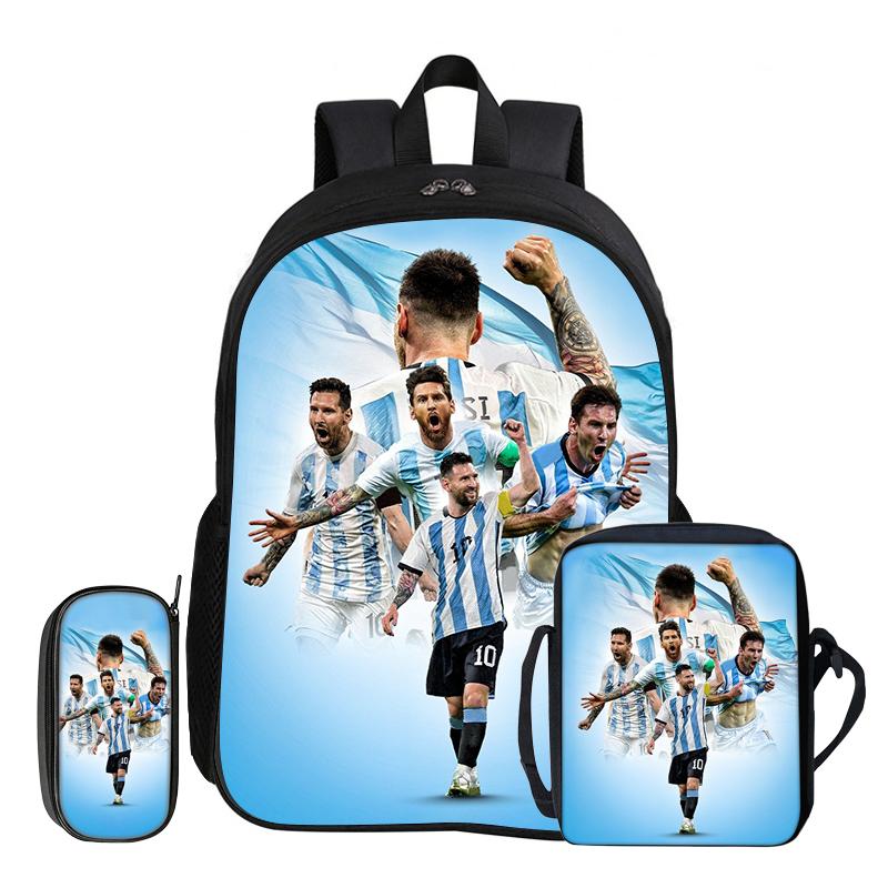 Leer, Reizen School Schoudertas, Etui, Sport Rugzak M-Messi Kinderen 3-delige Set Rugzak Voetbalster Rugzak Cadeau
