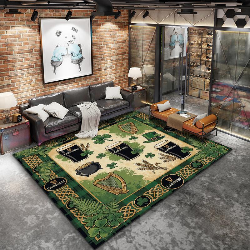 St.Patrick's Day cloverPattern Square Carpet,Area Rug,Carpet Rug for Living Room Bedroom Sofa Playroom Decor,Non-slip Floor Mat,Holiday Birthday Gifts