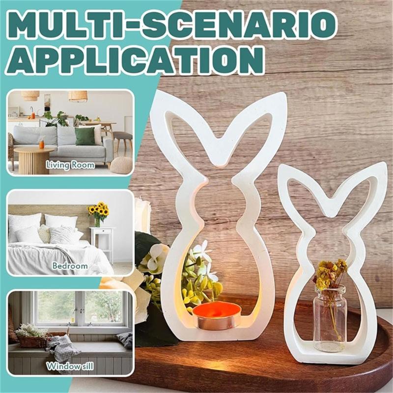 Easter Hare Silicone Candle Molds Heat Resistant for Epoxy Resin Making Candle Soap Tealight Stand Festival Decoration
