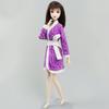 Purple Flower Floral Bathrobe For Barbie Doll Bathroom Suit Winter Pajama Wear Sleeping Robe Casual Clothes For Barbie Toys 1/6