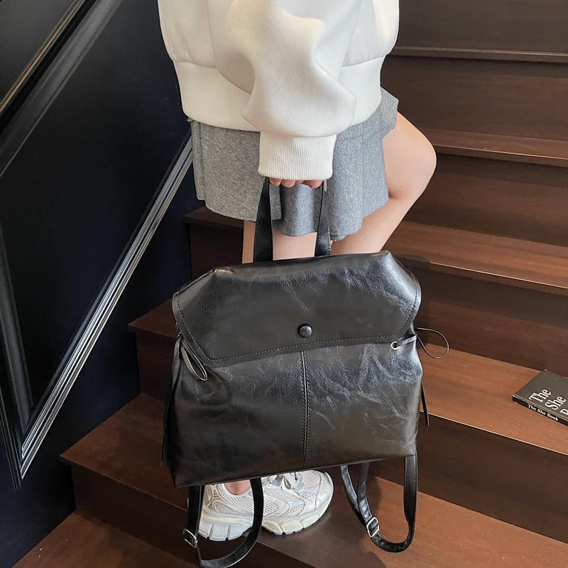 2025 Autumn New Fashion Glossy Solid PU Backpacks Simple High Quality Versatile Large Capacity Hasp Portable Backpacks for Women