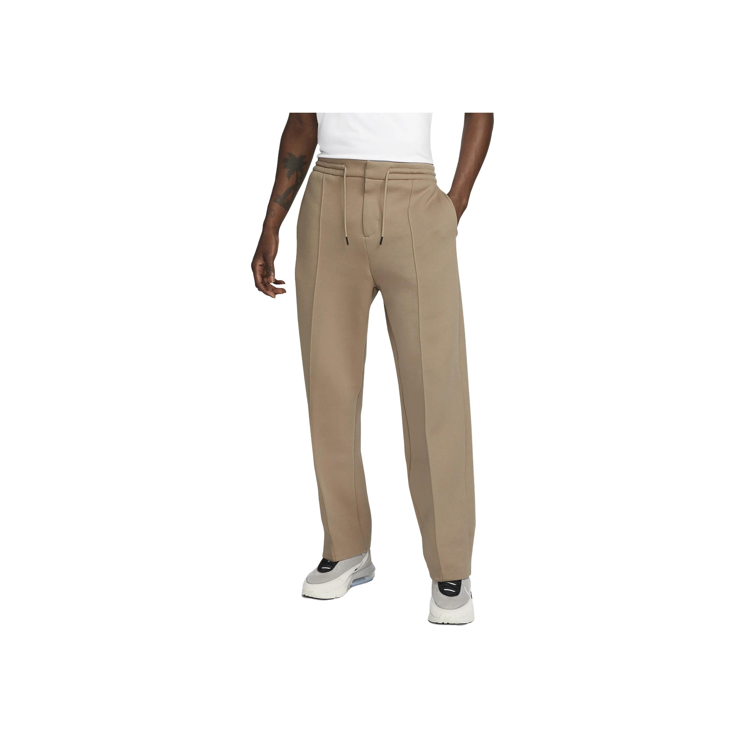 Nike Sportswear Tech Fleece Reimagined Loose Fit Open Hem Sweatpants Khaki Men Bottoms Tan FB8163-247 S