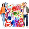 Soft Cozy Plush Fleece Throw Blanket, Vibrant Abstract Watercolor Art for Bed Sofa Home Decor Gift