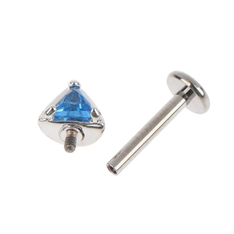 G23 Titanium Inlaid Zircon Cat Ear Shaped Ear Bone Stud Lip Stud Internal Thread Piercing Jewelry