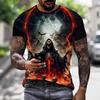 Mens Summer Clothing 3D Printed Skull Graphic T Shirts Round Neck Short Sleeved