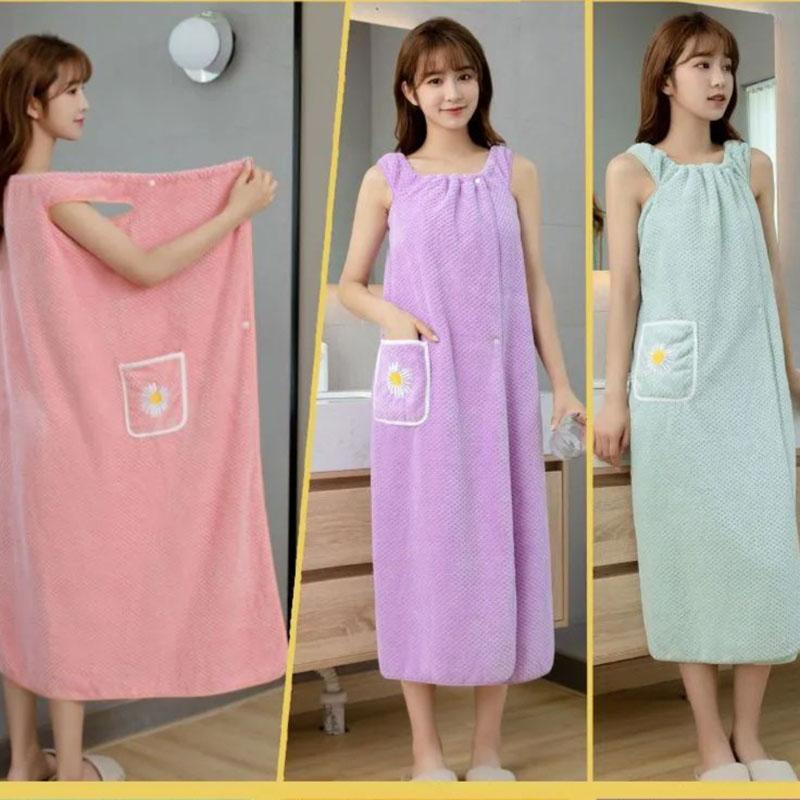 Extended Bath Towel Wearable and Wrappable Adult Bathrobe Casual Home Wear No Shedding No Fading Soft Absorbent Pure Cotton Sweet Cute