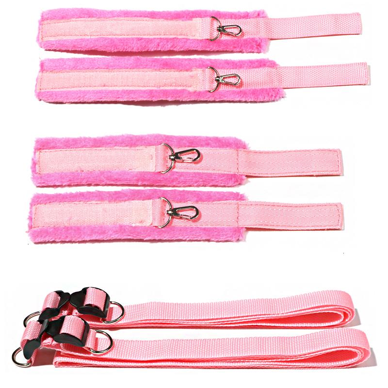 Bed Restraints Bondage Rope Kits Nylon Handcuffs Ankle Cuffs Sets Slave Erotic Adult Sex Toys for Couples Play Sexual Games