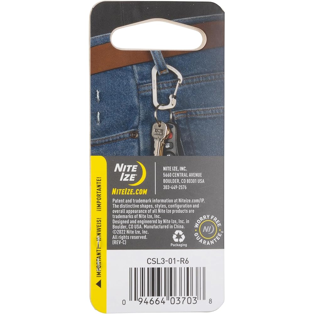 Nite Ize SlideLock Carabiner #3 Black 3.5 inch Durable Clip for Outdoor Activities