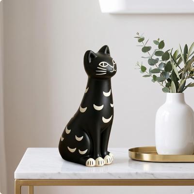 Cat Figurine Minimalist Ornament Cartoon Decor for Desk, Bookshelf, Office Sitting