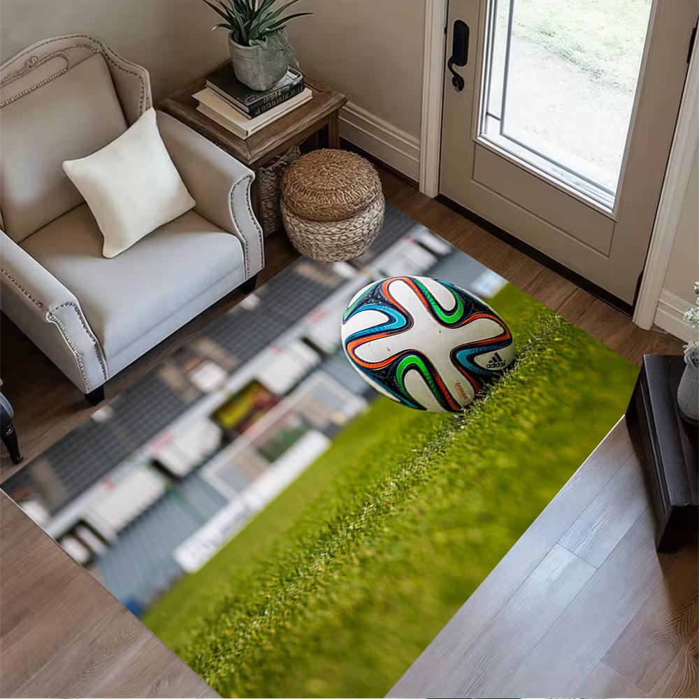 Soccer Field Ball Floor Rug Office Rug Perfect for Decorate Room Outdoor Dining Room Dormitory Antislip Carpet Office Home Decor Gift for Festivals