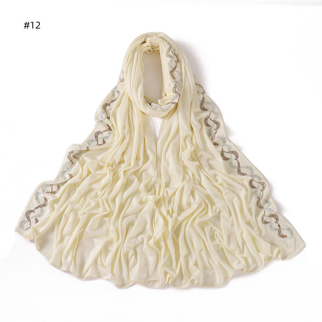New Rhinestone Hijab for Women Gold Silver Diamond Muslim Headscarf Soft Breathable Jersey Wrap Eid Ramadan Fashion Accessories