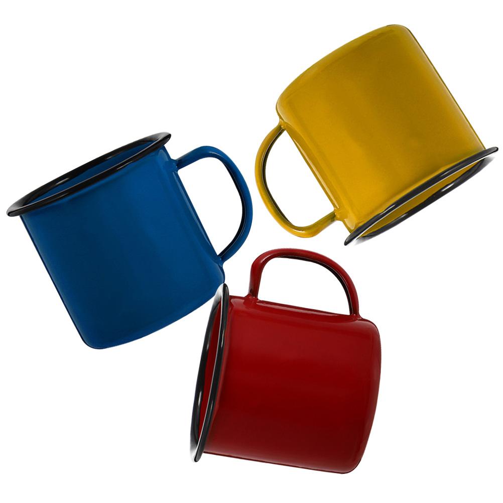 3Pcs Colorful Enamel Mugs Enamel Coffee Mugs Handheld Water Cups Vintage Style Simple Design Home Use Enamelware Mug other