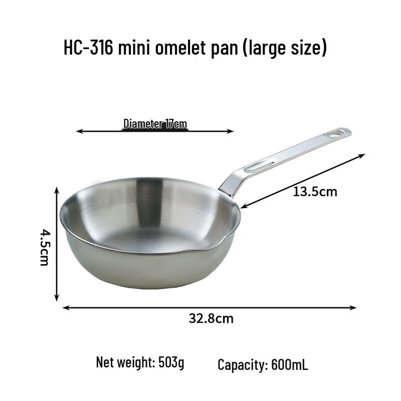 ZISIZ Non-Stick Stainless Steel Mini Egg Frying Pan