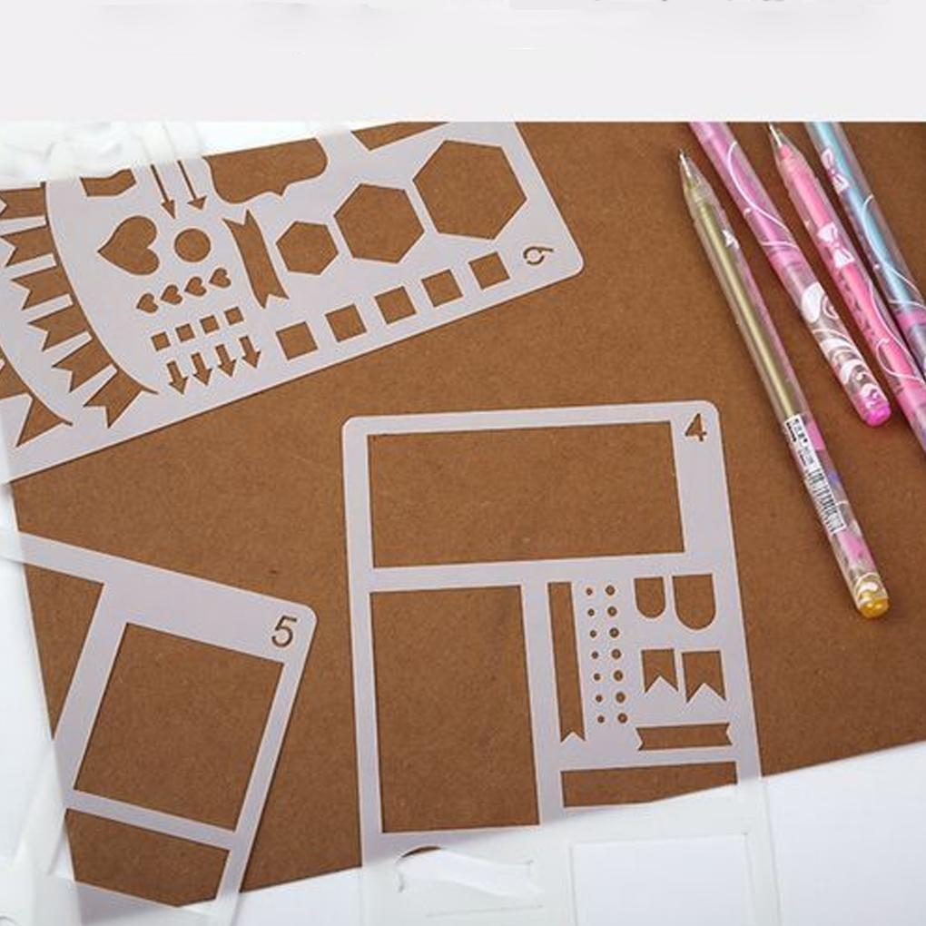 20 Pieces Reusable Painting Stencils DIY Hollow Lacework Painting Multi Functional Planner Templates Scrapbook
