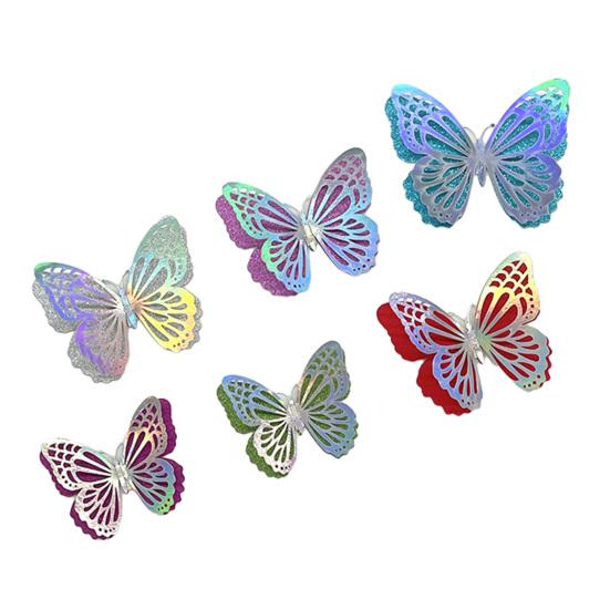 

6Pcs Self Adhesive Butterfly Wall Sticker Waterproof PVC Wall Decals Double Layer DIY Wall Art Stickers for Living Room Bedroom Bathroom