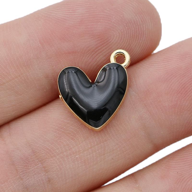 10Pcs Silver Plated Enamel Red Heart Charms Pendant For Jewelry Making Earrings Bracelet Necklace Accessories Diy Findings