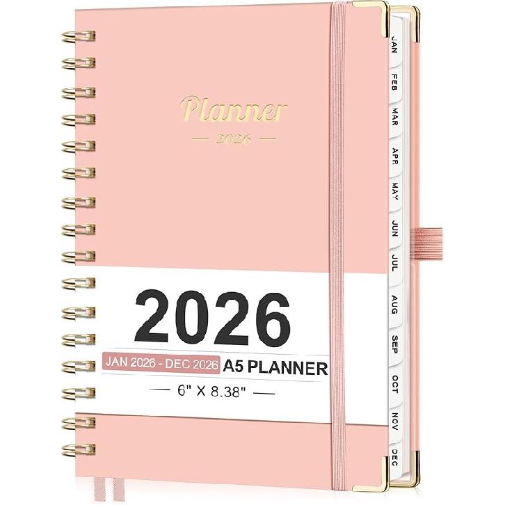 AHGXG 2026 Planner, Weekly and Monthly, 2026 Calendar, Jan 2026 - Dec 2026, Hardcover with Monthly Tabs, 100 GSM Thick Paper, for Women School Home