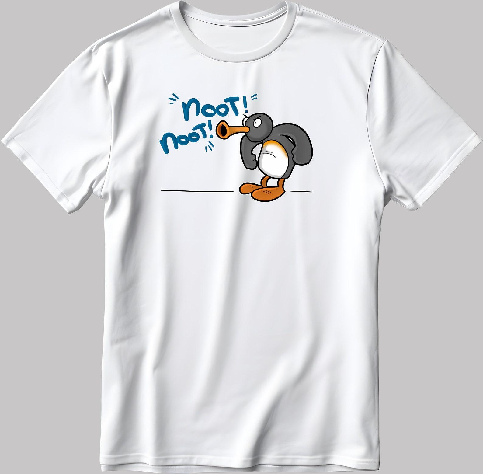 Pingu angry Noot Noot Short Sleeve White-Black Men s / Women s T-Shirt K255 L