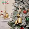 Christmas Cow Bell Metal Brass Bell with Jute Hanging Rope Home Party Xmas Decor