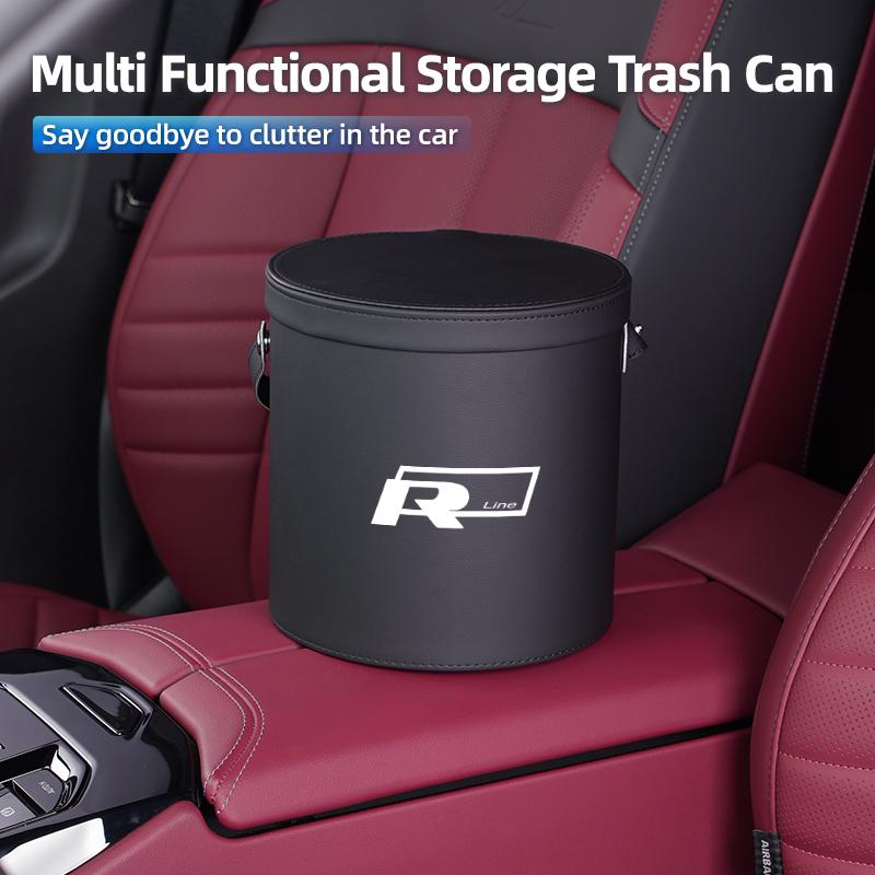 2026 Hot For Volkswagen VW Car Trash Can Bin Organizer Hanging Garbage Storage Box For Volkswagen VW R Line Jetta Golf Beetle CC