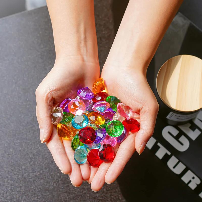 Toys 250PCS Pirate Treasure Chest Pool Diving Acrylic Diamond Gems Small 19MM Vase Fillers Party Favors For Boys Girls And Girls