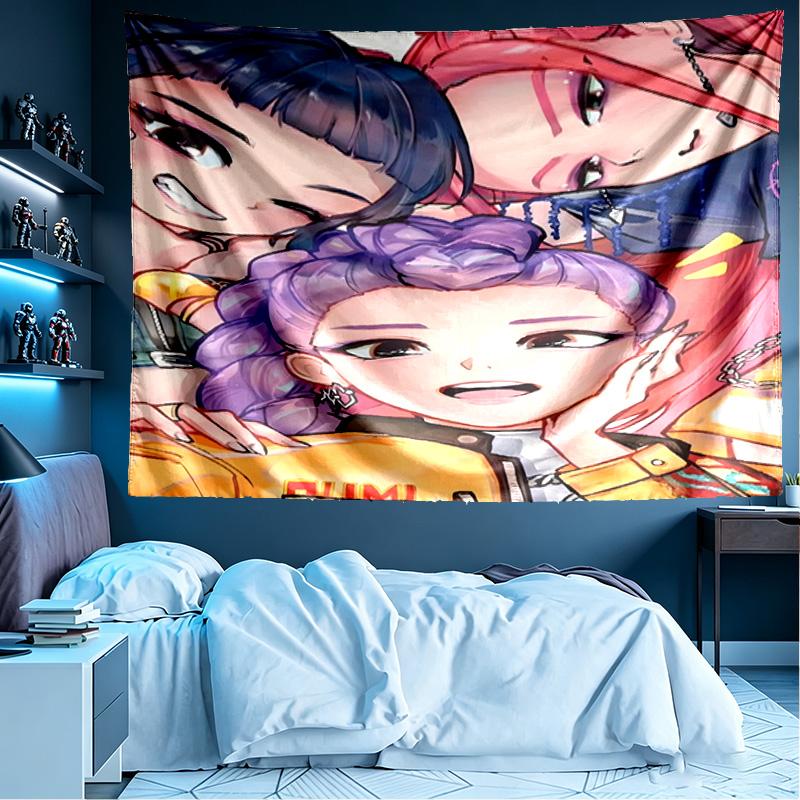 KPop Demon Hunters Print Tapestry, Lightweight Wall Hanging, for Bedroom, Dorm, Living Room, Home Art Decor - Birthday Christmas Gift for Friends