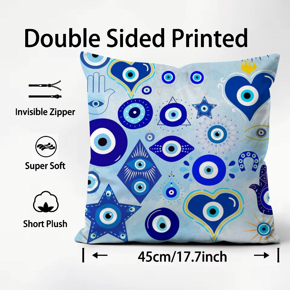 Evil Eye Symbol Art Cushion Cover Pattern Printed Pillowcase for Living Room Sofa Cushion Cover & Bedroom Decor