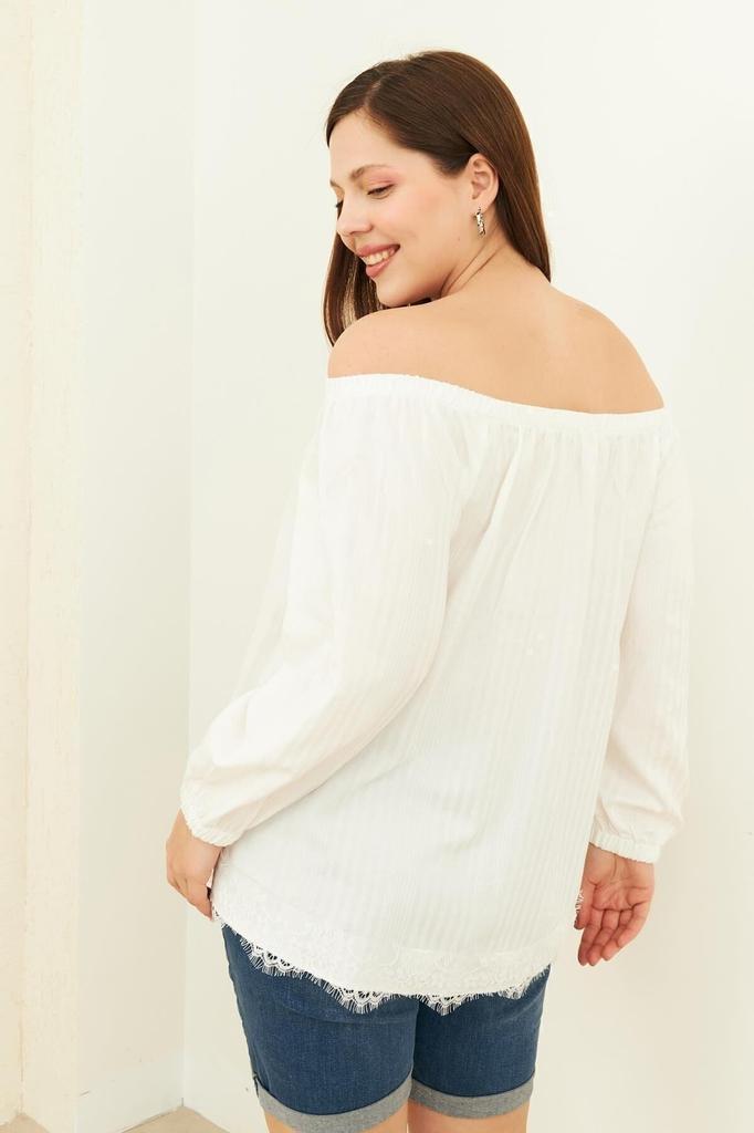 Women's Big Size Blouse Yellow Collar Elastic Woven Blouse