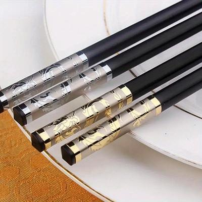 Bacchette Stile Drago d'Oro Cinese Bacchette di Lusso in Lega Bacchette per Sushi Bacchette per la Casa Stoviglie Regalo per Amici