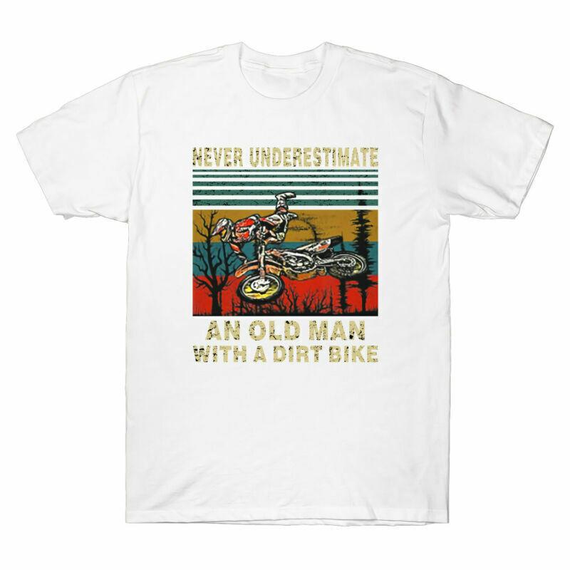 Never Underestimate An Old Man With A Dirt Bike Funny Tee Men s Vintage T-Shirt M