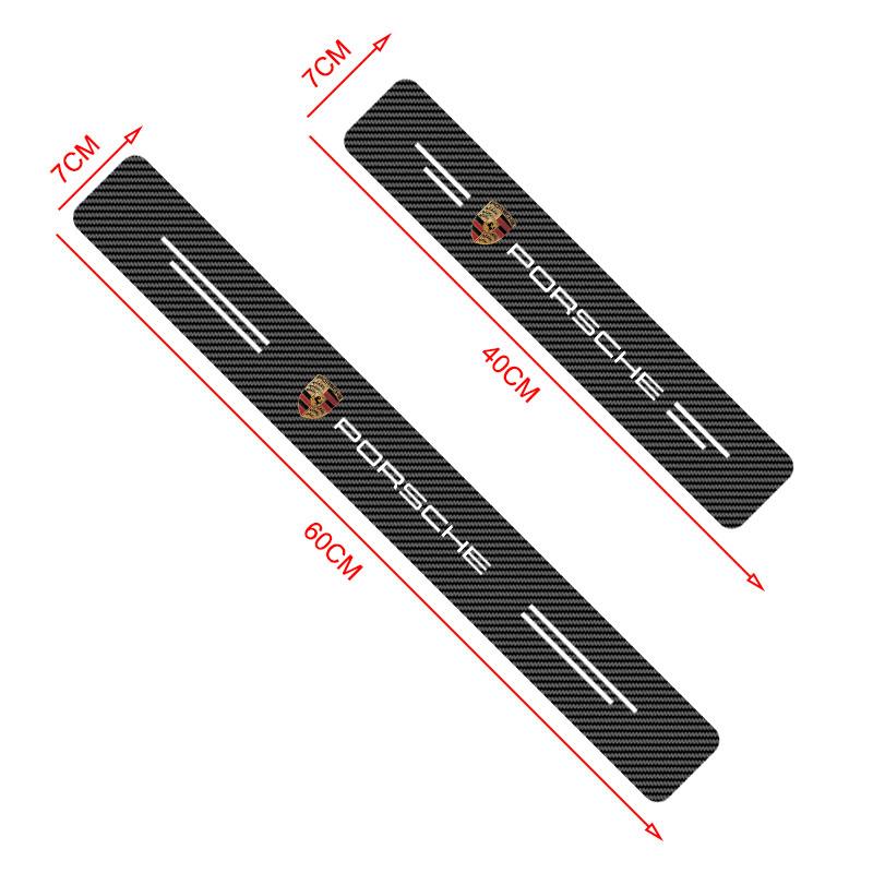4Pcs Carbon Fiber Car Door Sill Protection Sticker Anti-scratch Refit Sticker For Porsche 911 918 928 944 968 Boxster Cayenne Macan Panamera