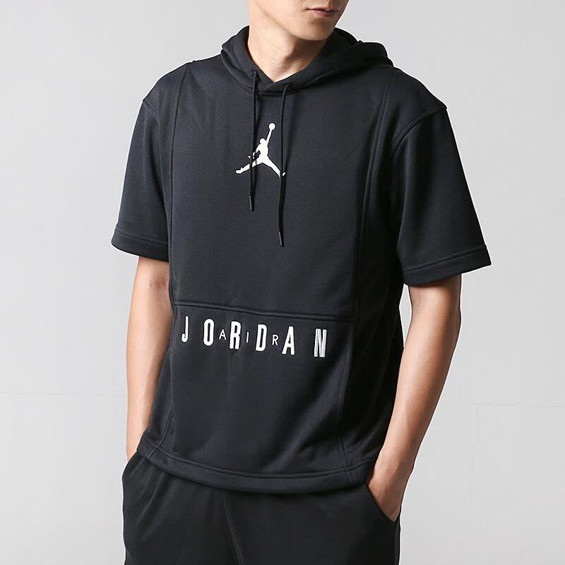 Jordan Alphabet Print Short-Sleeve Hooded T-Shirt Men Tops Black 931839-010