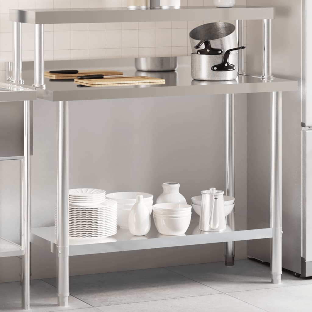 Vidaxl Kuchenny Stół Roboczy Z Półką, 110X55X120 Cm, Stal Nierdzewna