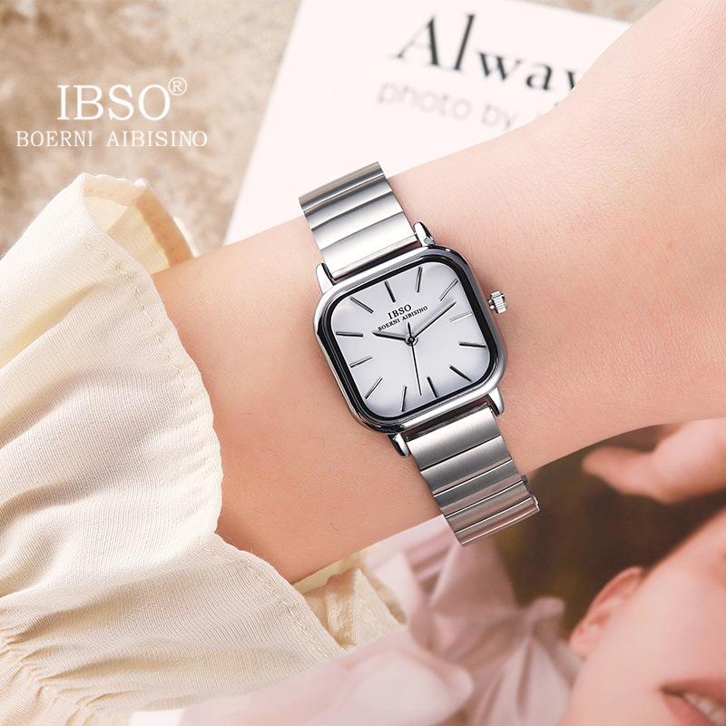 Klein Groen Horloge Mode Roestvrij Staal Klein Vierkant Horloge Quartz Horloge Dames