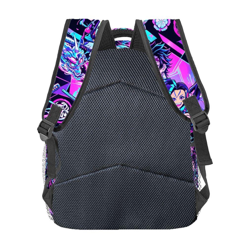 Demon Slayer Anime Rucksack Neon Print Tanjirou Zenitsu School Tote Roomy Casual Trip Rucksack Mochilas Great for Daily Activities