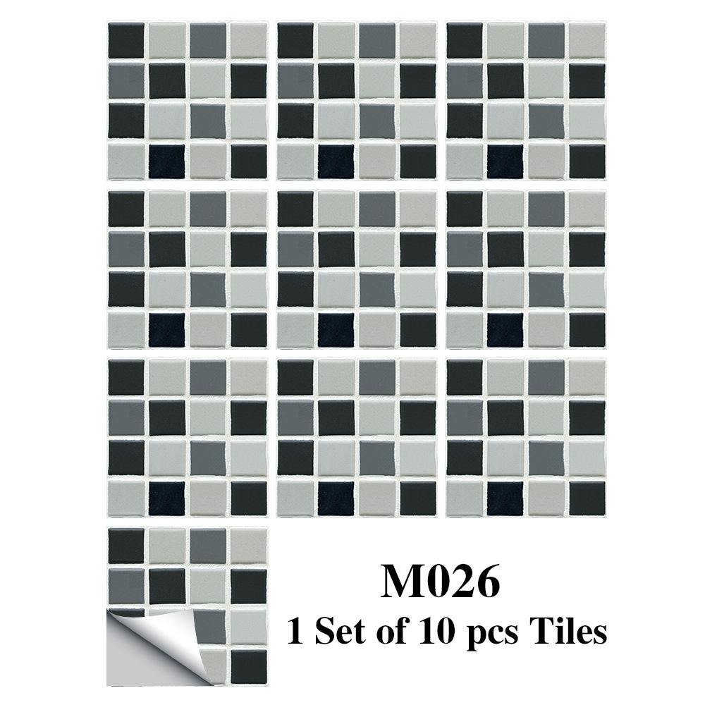 10PCS Mosaic Style Tile Simulation Stickers Self-adhesive Kitchen Waterproof PVC Wall Stickers Living Room Bathroom Decoration