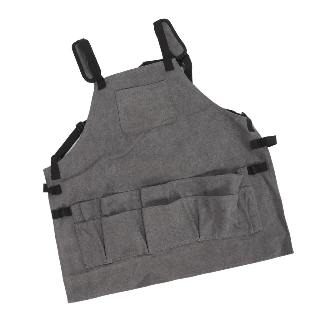 Work Apron Multi Pockets Adjustable Protective Woodworking Tool Apron for Barbecue Electricians Mechanic