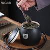 Frascos a prueba de humedad para el hogar, mesa de té, carrito de té de cerámica, contenedor de almacenamiento de granos de especias de cocina, accesorios para la ceremonia del té hechos a mano