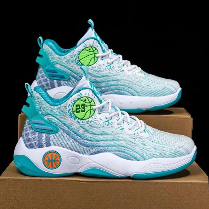 High-top mesh breathable actual basketball shoes, young men's non-slip and wear-resistant outdoor sports shoes