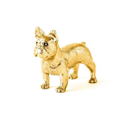 Fransk Bulldog 22 karats Guldpläterad Tillverkad i England Konsthund Figur Samling