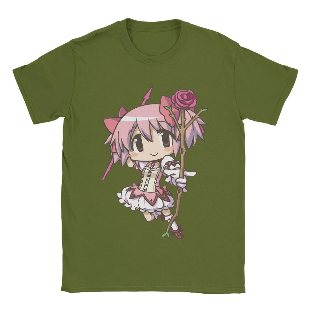 Novelty Mahou Shoujo Madoka T-Shirts for Men Crewneck Cotton T Shirts Madoka Magica Anime Short Sleeve Tee Shirt Clothes