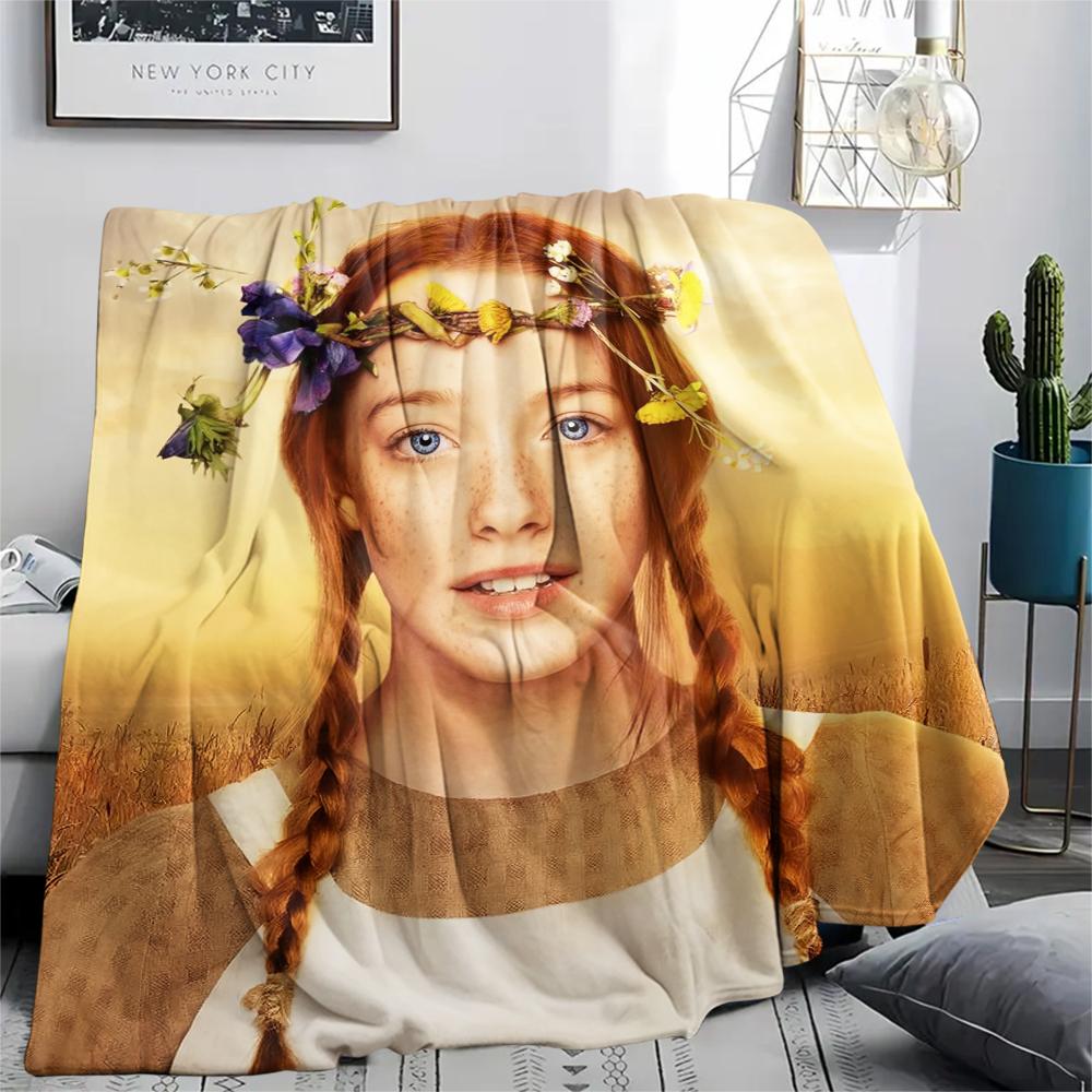 

Anne with an E pattern Flannel Blanket, High quality Comfortable for All Seasons, Home Decor, Warmth and Comfort, Perfect for Gifts. 80cm x 120cm