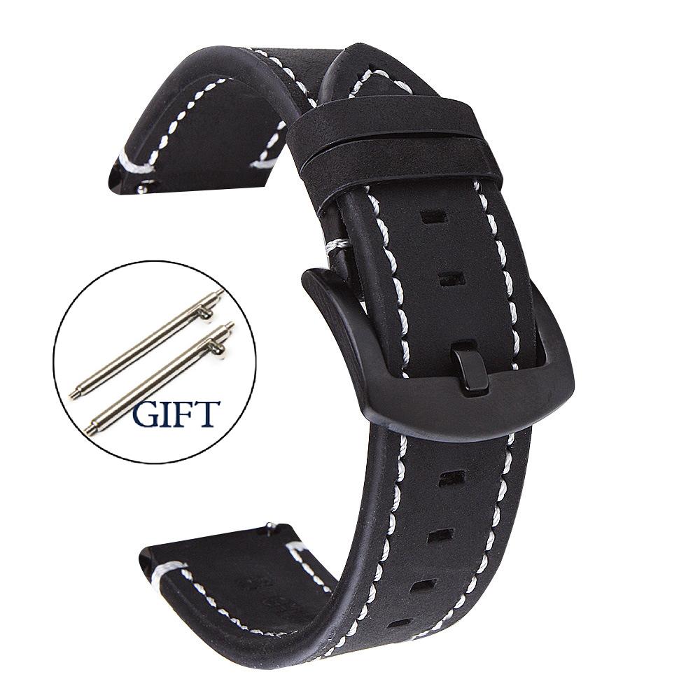 Genuine Retro Leather Watch Strap 20mm 22mm 24mm Vintage Strap 18mm Quick Release Men Universal Replacement Bracelet Accessories