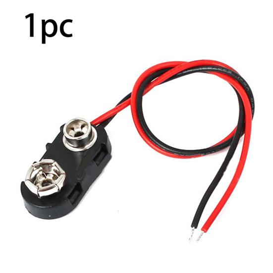 15cm Double Wires Lead Press Buckle I Type 9V Battery Clip Connector Plug Holder