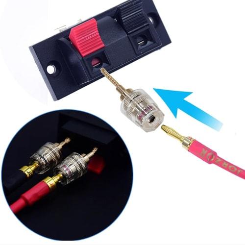 YANYULI Banana Plug Conversion Connectors, Braided and Twisted, Set of 4, Speaker Wire, High Conductivity, Stable Connection, Plated Connectors, for A