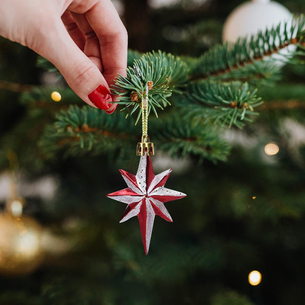 Christmas Candy Cane Shaped Ornament 6PCS Set Swirl Pattern Design Holiday Festive Tree Hanging Decor Unique Xmas Decor Gift