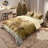 3pcs Christmas Gold Deer Print Coreless Duvet Set Multi Size Bedroom Bedding Holiday Decoration Soft Machine Washable